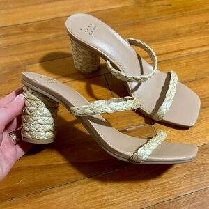 NEW A New Day Tan Cass Raffia Heels | Size 7.5 | Strappy Braided Rope